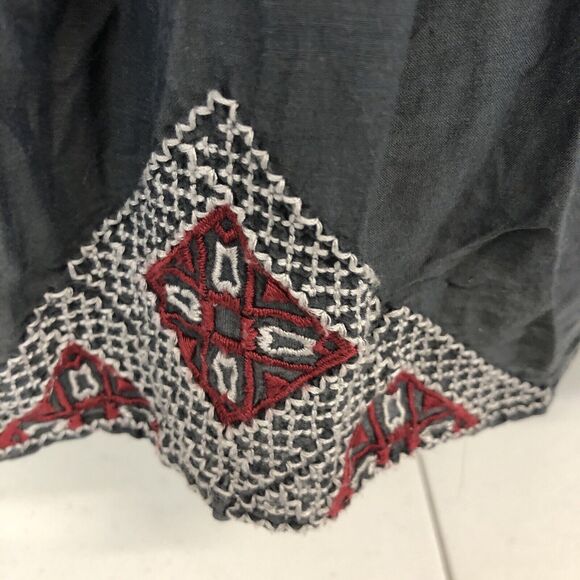 Johnny Was 3J Workshop Gray Embroidered Silk Womens Medium Boho Peasant Dress M - Picture 12 of 16